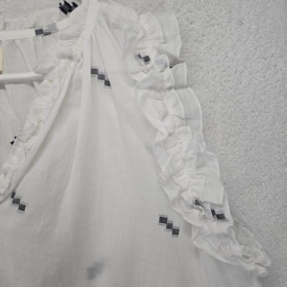 Woven By Synergy Sheer Top Womens XL Sleeveless Ruffle Organic Cotton - Picture 4 of 7